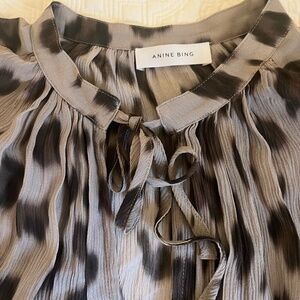 Anine Bing animal print silk dress size M